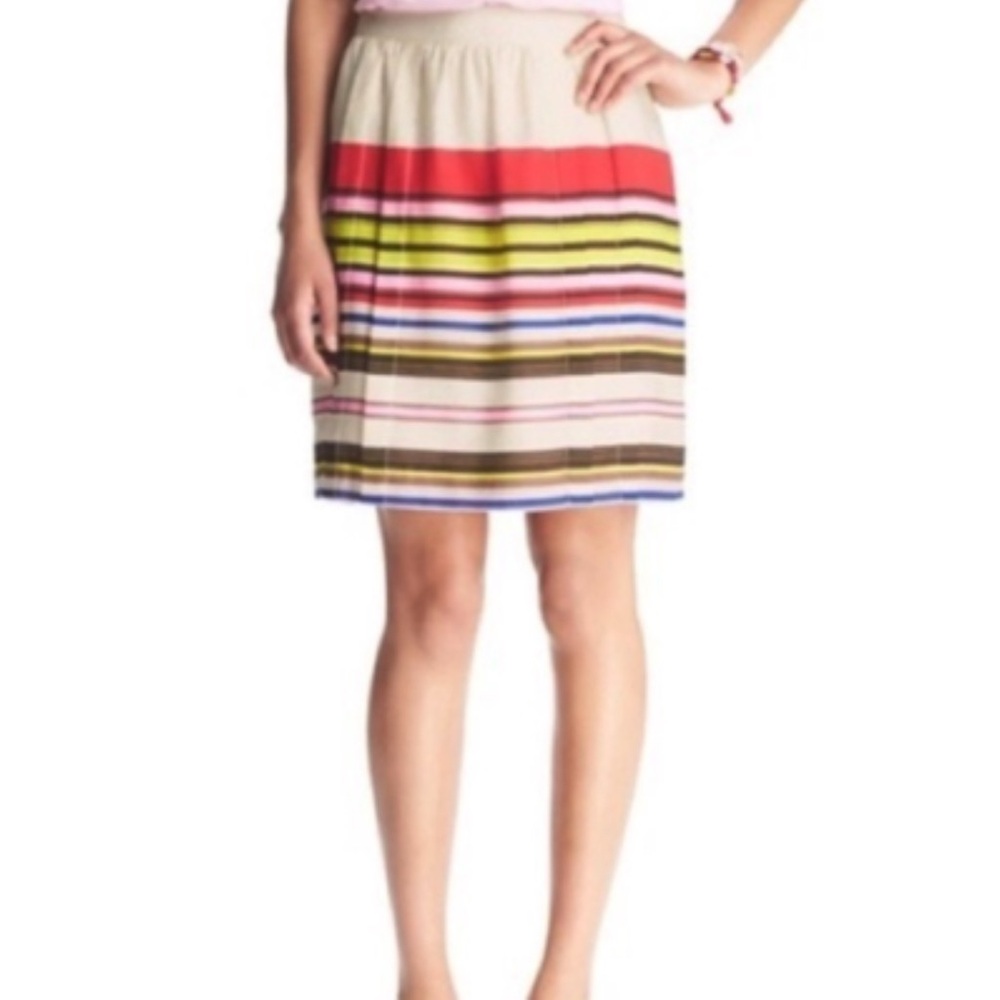 LOFT Colorful Striped A-Line Skirt